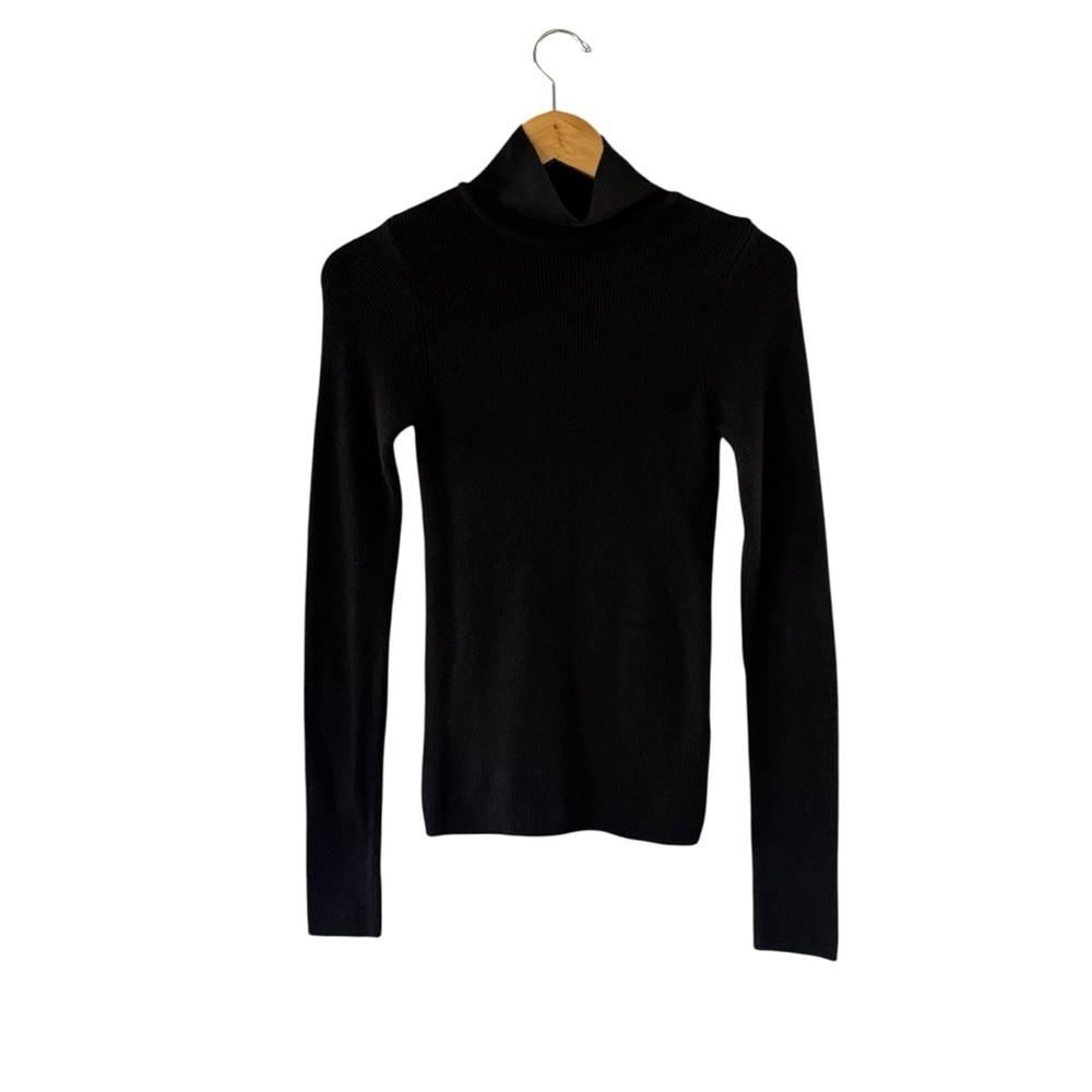NA-KD Black Long Sleeve Turtleneck Ribbed Knitted Sweater Size XS